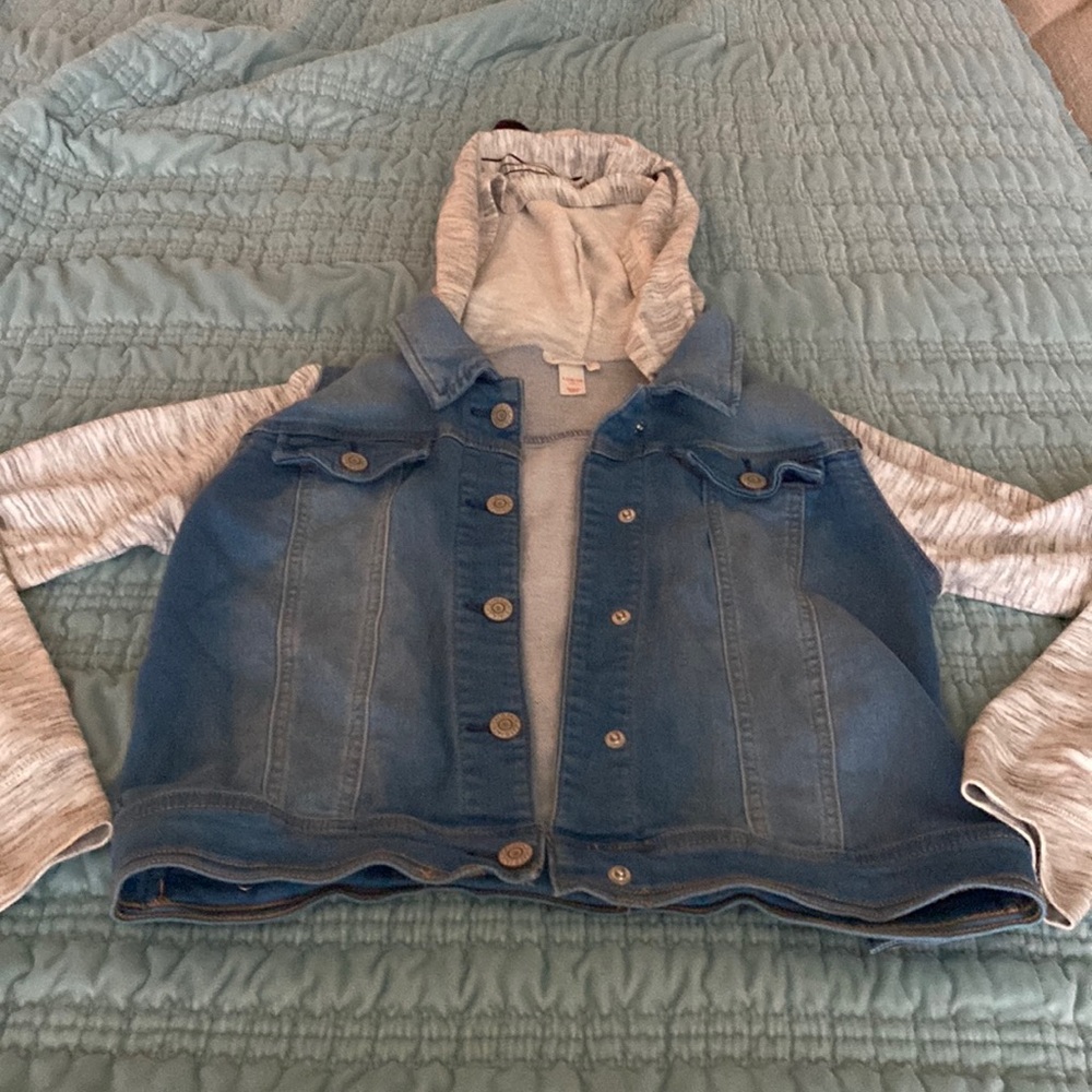 Cat & Jack girls half denim hoody jacket